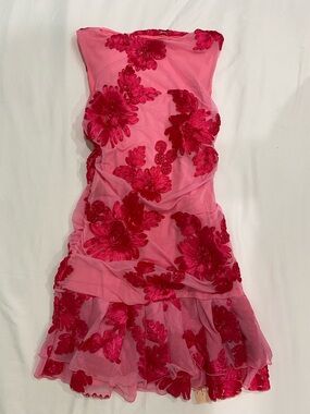 Never Been Worn Pink Dress with Fuchsia Floral Appliqués NWT